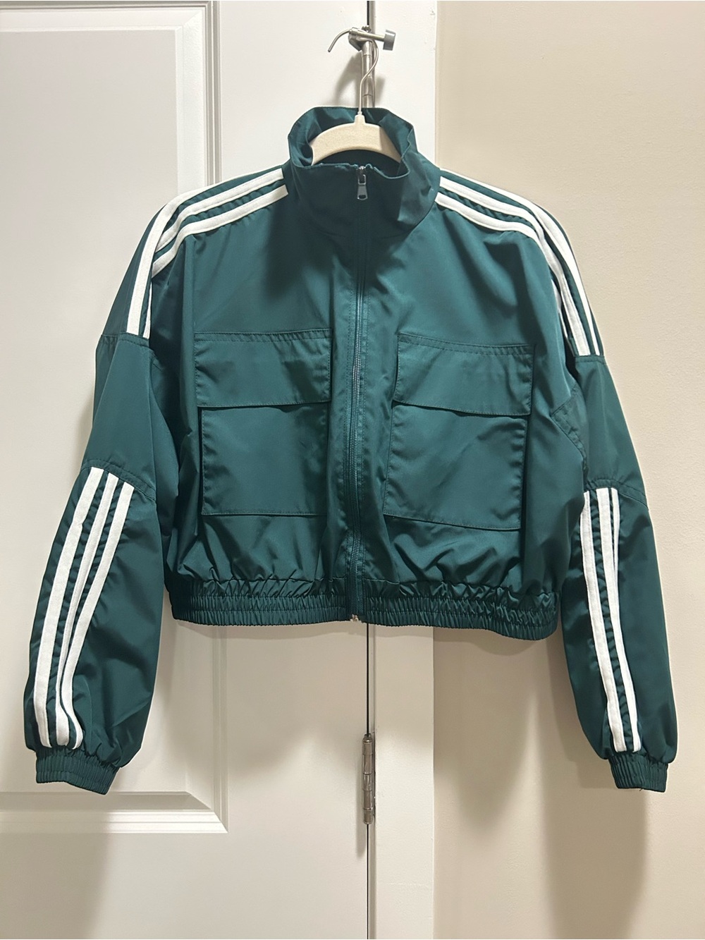 Copper Closet Green Track Jacket with White Stripes